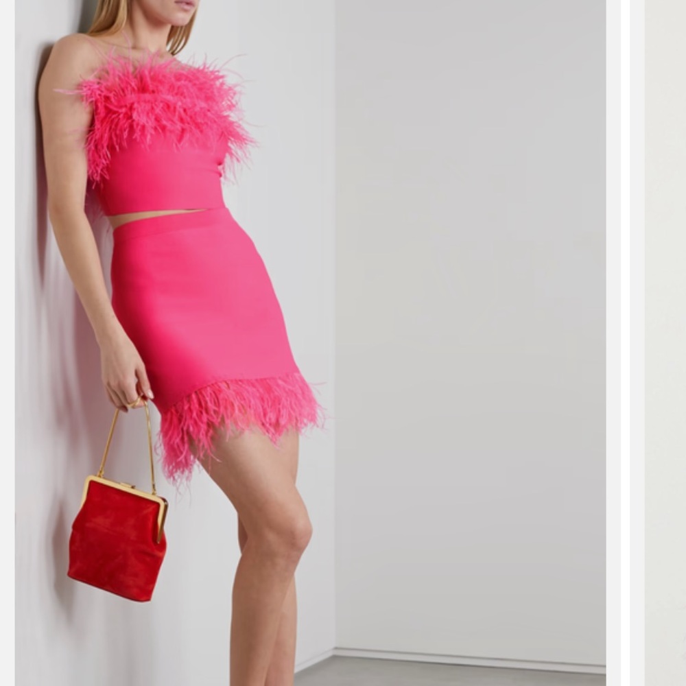 Staud two piece pink feather set